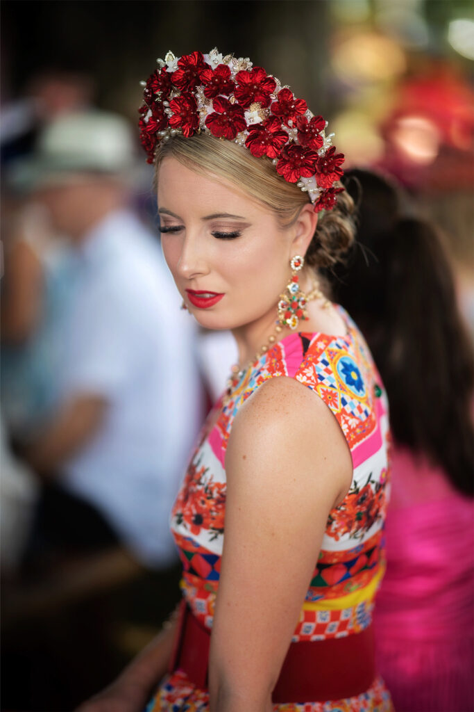 Lady-waiting-for-show-in-race-wear-and-red-crown-at-cairns-amateurs